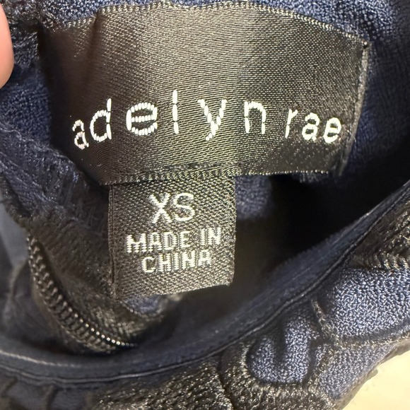 Adelyn Rae Navy Blue Black Lace V Neck Strapless Bodycon Mini Dress XS - Picture 5 of 7